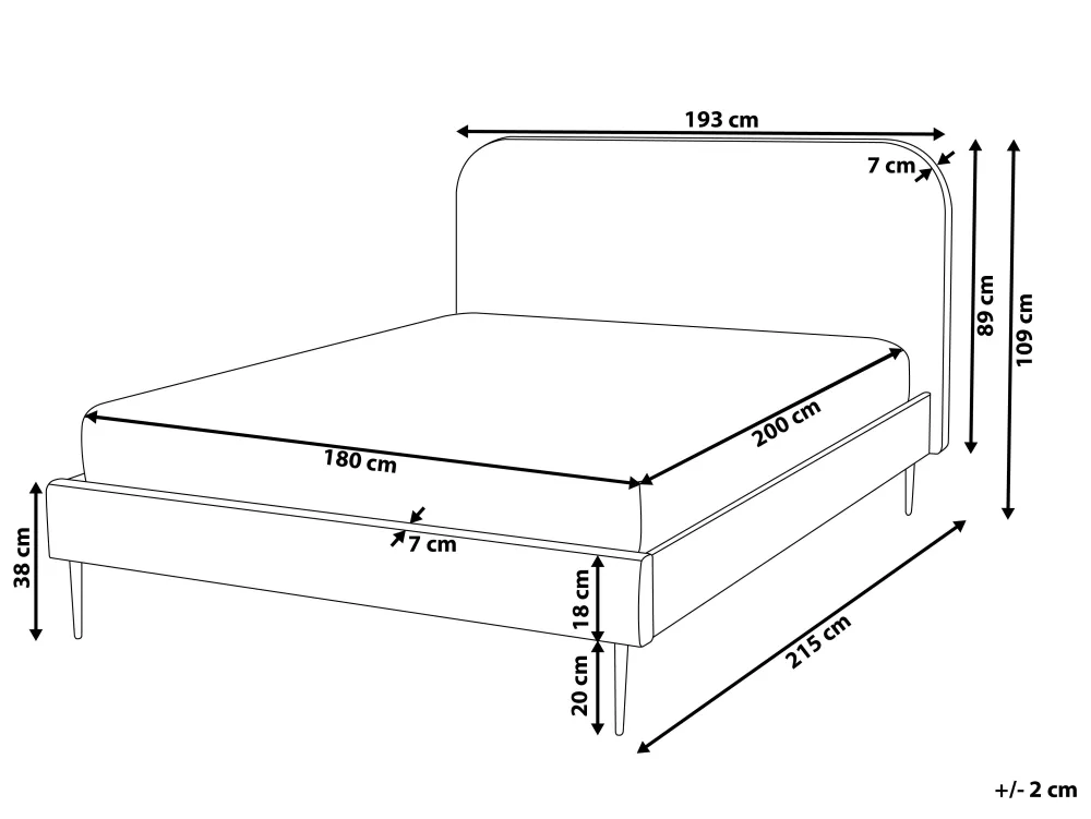 Sängyt<Beliani Parisanky Sametti Harmaa 180 X 200 Cm Flayat