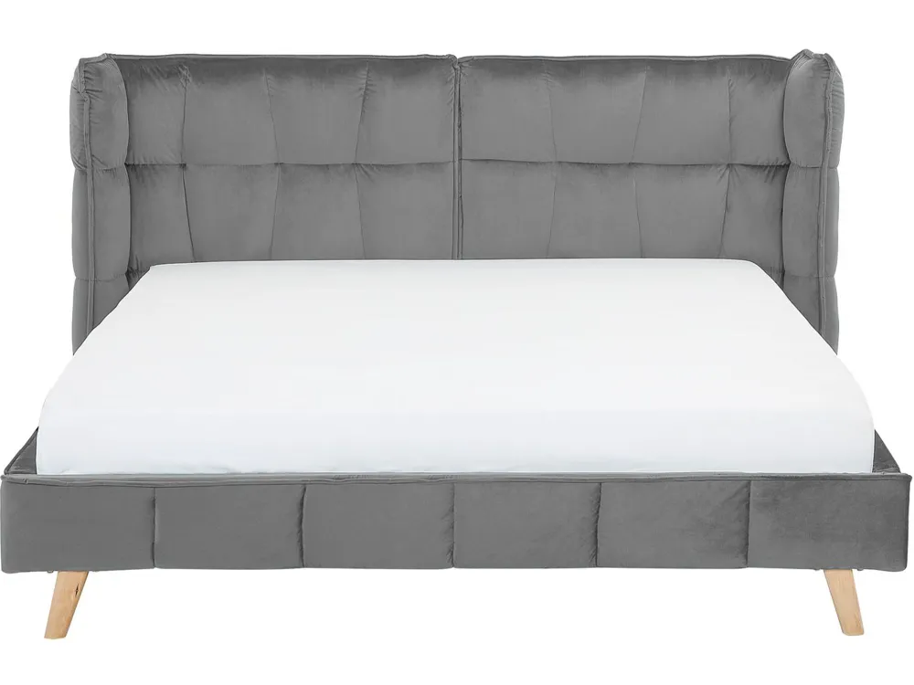 Sängyt<Beliani Parisanky Sametti Harmaa 160 X 200 Cm Senlis