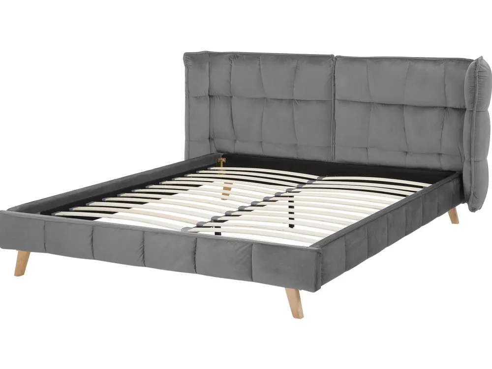 Sängyt<Beliani Parisanky Sametti Harmaa 160 X 200 Cm Senlis