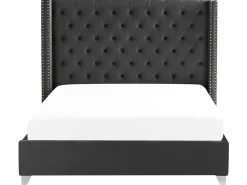 Sängyt<Beliani Parisanky Sametti Musta 180 X 200 Cm Lubbon