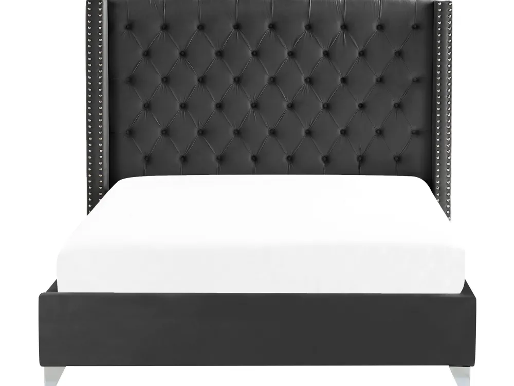 Sängyt<Beliani Parisanky Sametti Musta 180 X 200 Cm Lubbon