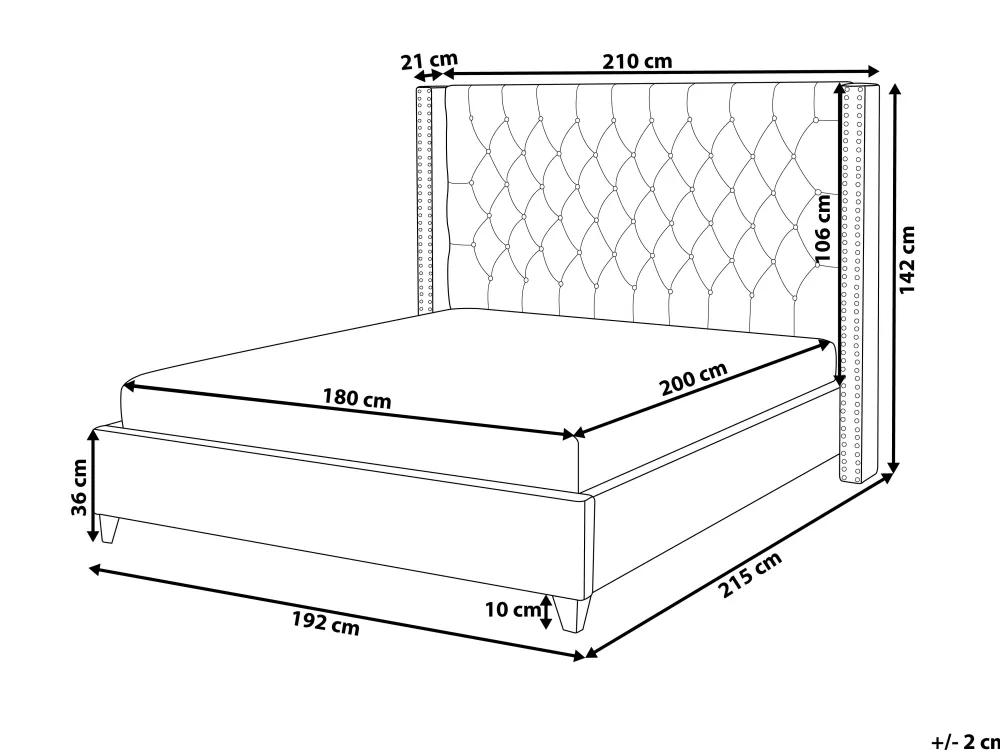 Sängyt<Beliani Parisanky Sametti Musta 180 X 200 Cm Lubbon