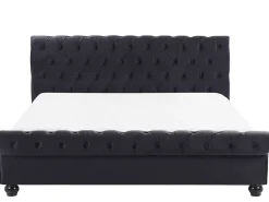 Sängyt<Beliani Parisanky Sametti Musta 180 X 200 Cm Avallon