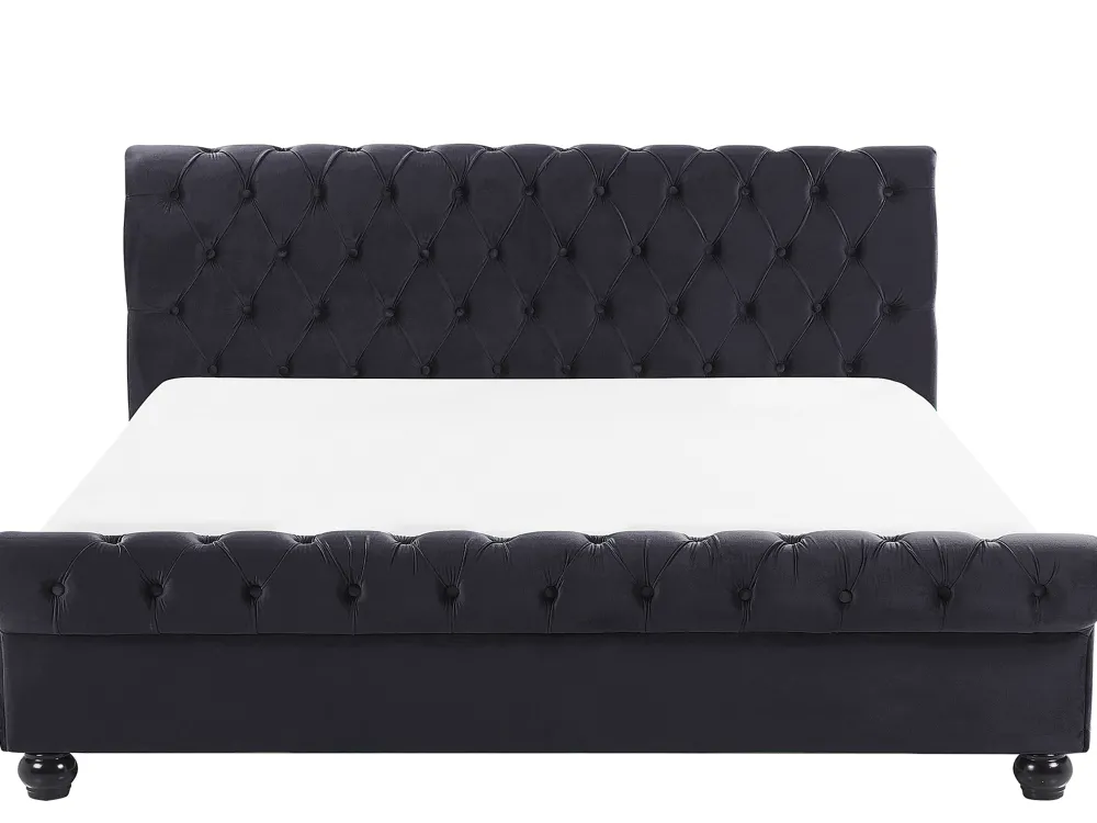 Sängyt<Beliani Parisanky Sametti Musta 180 X 200 Cm Avallon