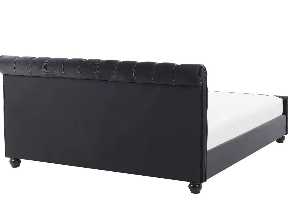 Sängyt<Beliani Parisanky Sametti Musta 180 X 200 Cm Avallon