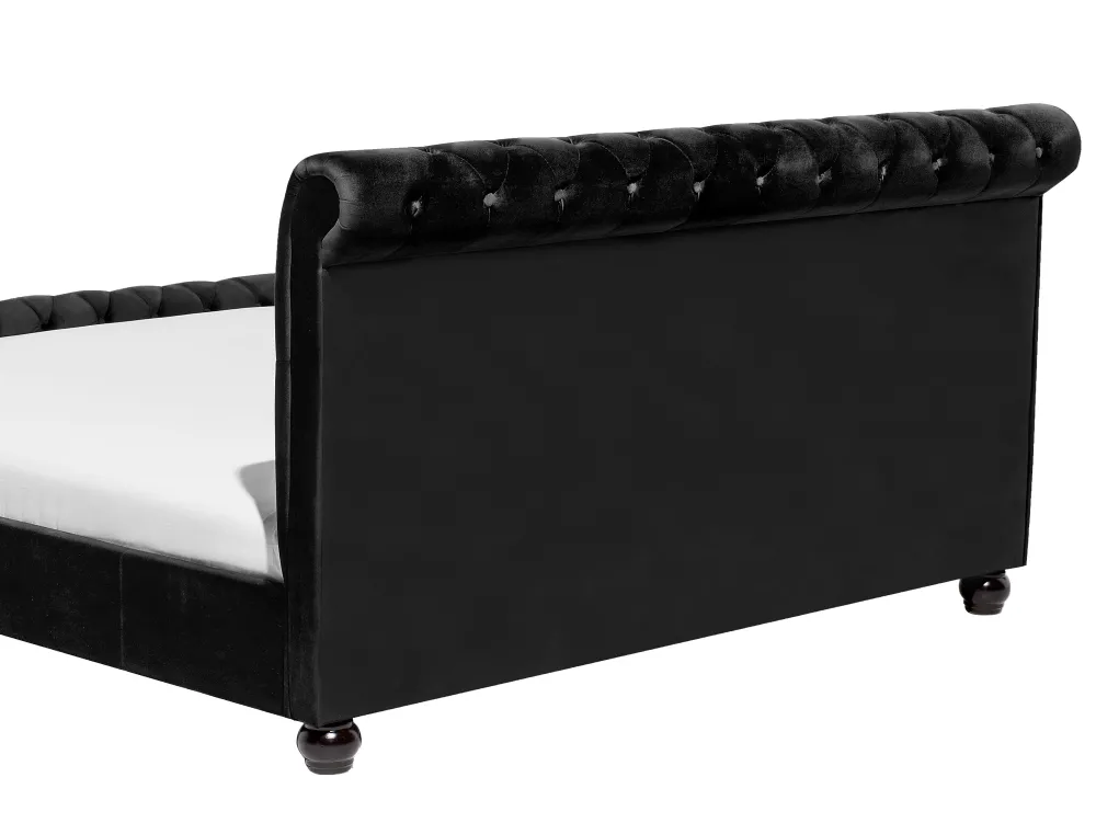 Sängyt<Beliani Parisanky Sametti Musta 180 X 200 Cm Avallon