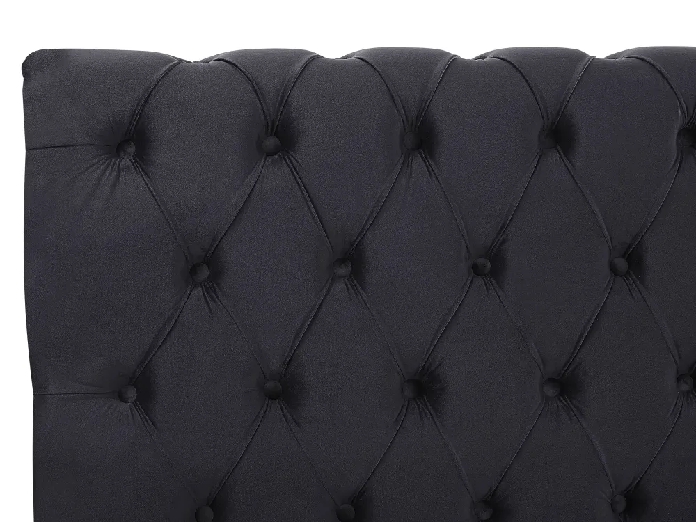 Sängyt<Beliani Parisanky Sametti Musta 180 X 200 Cm Avallon