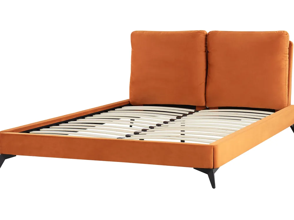 Sängyt<Beliani Parisanky Sametti Oranssi 160 X 200 Cm Melle