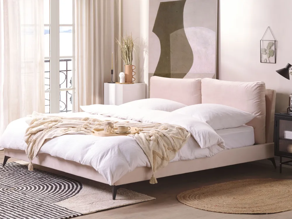 Sängyt<Beliani Parisanky Sametti Pastellipinkki 180 X 200 Cm Melle