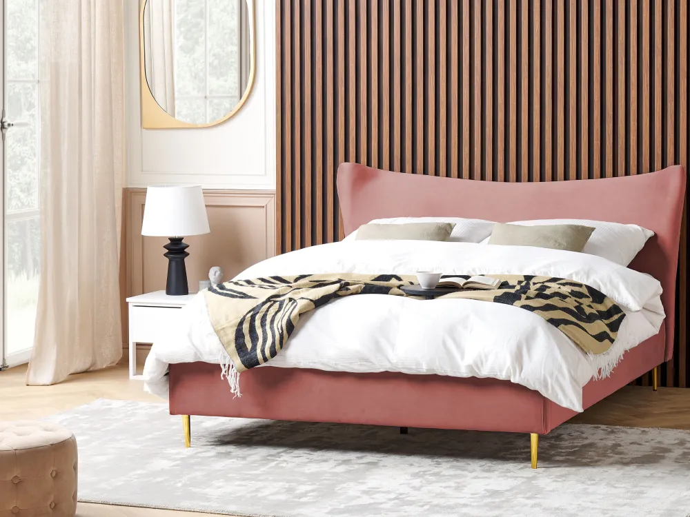 Sängyt<Beliani Parisanky Sametti Persikka 180 X 200 Cm Chaleix