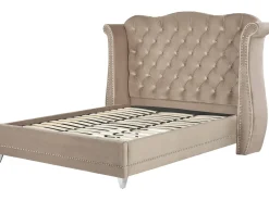 Sängyt<Beliani Parisanky Sametti Ruskeanharmaa 180 X 200 Cm Ayette