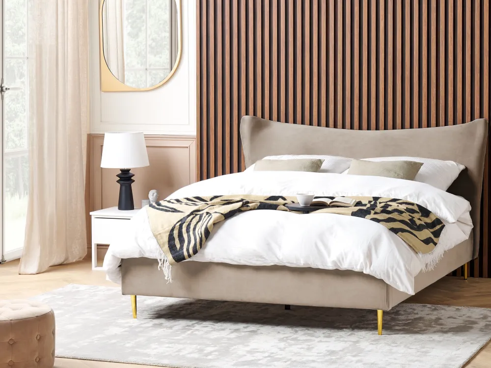 Flash Sale Beliani Parisanky Sametti Ruskeanharmaa 180 X 200 Cm Chaleix