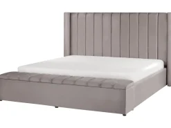 Sängyt<Beliani Parisanky Sametti Säilytystila Harmaa 180 X 200 Cm Noyers