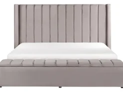 Sängyt<Beliani Parisanky Sametti Säilytystila Harmaa 180 X 200 Cm Noyers