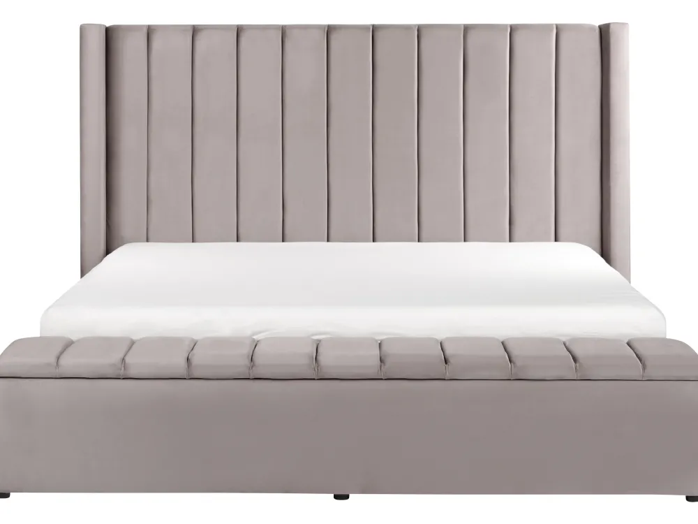 Sängyt<Beliani Parisanky Sametti Säilytystila Harmaa 180 X 200 Cm Noyers