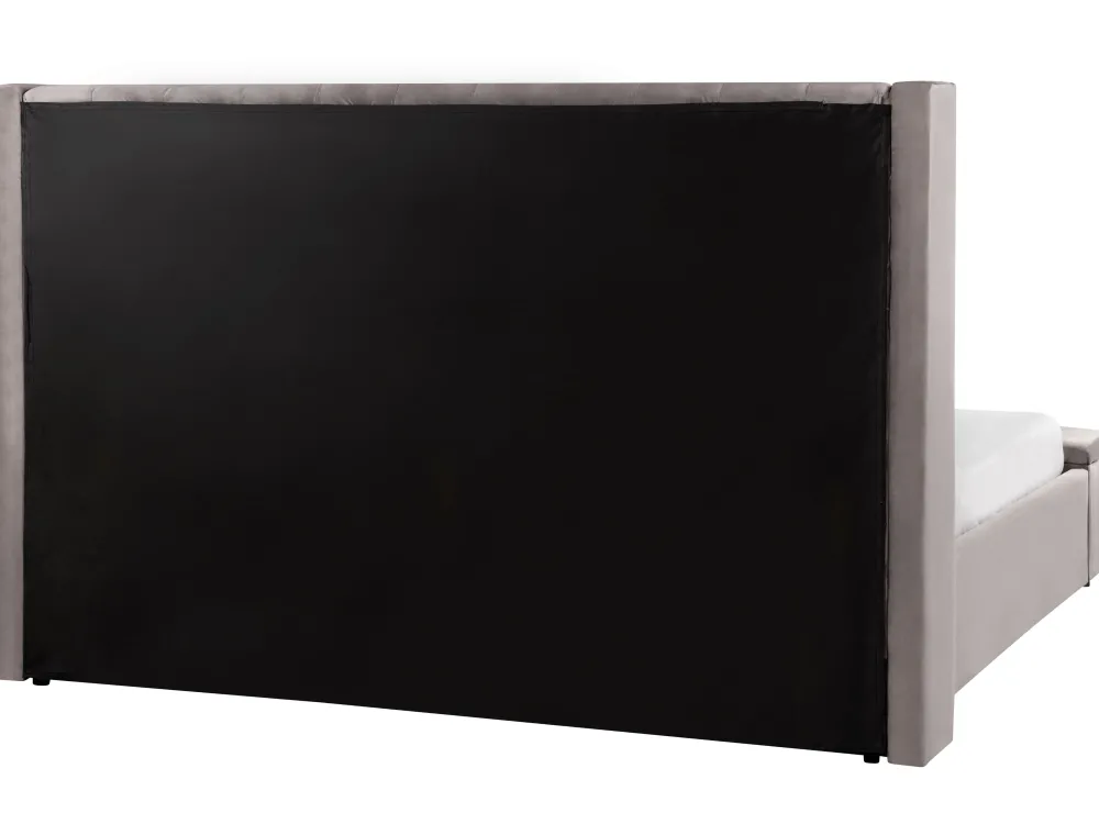 Sängyt<Beliani Parisanky Sametti Säilytystila Harmaa 180 X 200 Cm Noyers