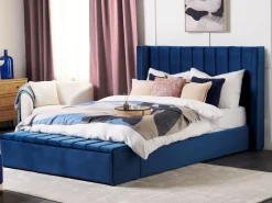 Sängyt<Beliani Parisanky Sametti Säilytystila Laivastonsininen 180 X 200 Cm Noyers