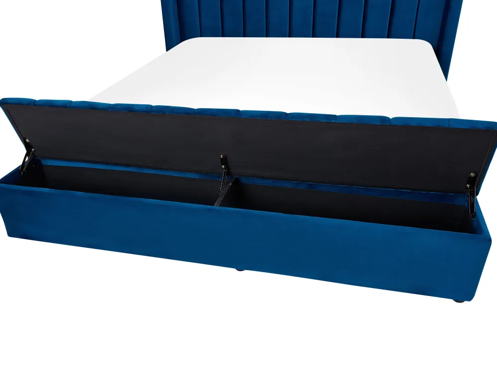 Sängyt<Beliani Parisanky Sametti Säilytystila Laivastonsininen 180 X 200 Cm Noyers