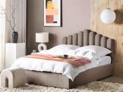 Sängyt<Beliani Parisanky Sametti Säilytystila Ruskeanharmaa 180 X 200 Cm Vincennes