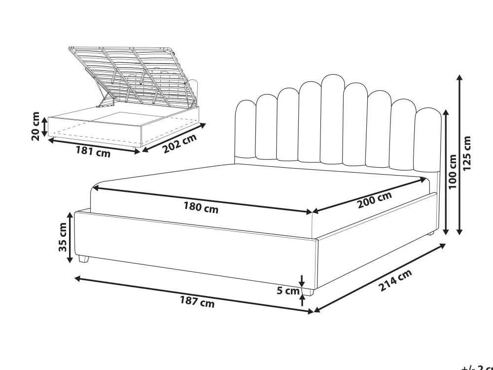 Sängyt<Beliani Parisanky Sametti Säilytystila Ruskeanharmaa 180 X 200 Cm Vincennes