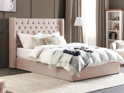 Sängyt<Beliani Parisanky Sametti Säilytystila Vaaleanpunainen 180 X 200 Cm Lubbon