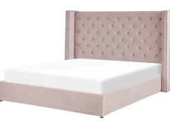Sängyt<Beliani Parisanky Sametti Säilytystila Vaaleanpunainen 180 X 200 Cm Lubbon