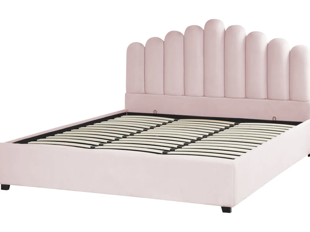 Sängyt<Beliani Parisanky Sametti Säilytystila Pastellipinkki 180 X 200 Cm Vincennes