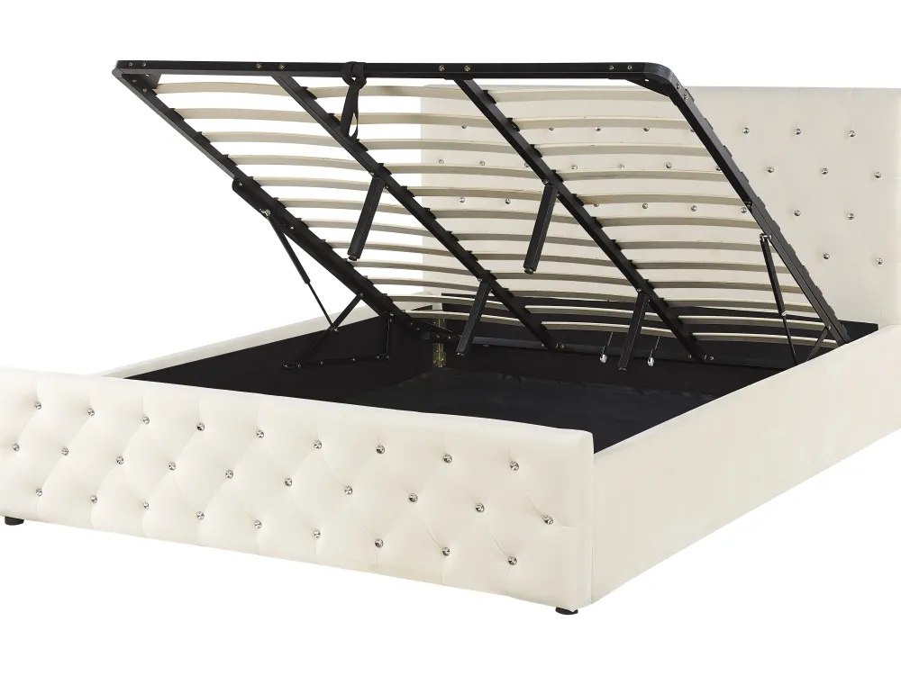 Sängyt<Beliani Parisanky Sametti Säilytystila Vaalea Beige 180 X 200 Cm Amiens