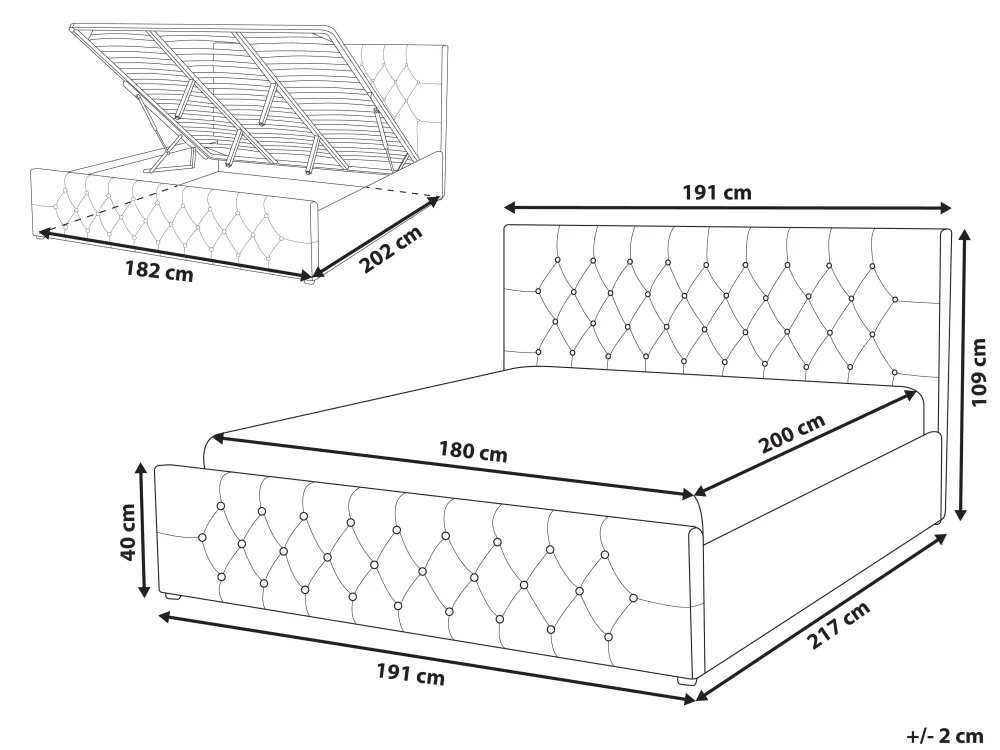 Sängyt<Beliani Parisanky Sametti Säilytystila Vaalea Beige 180 X 200 Cm Amiens