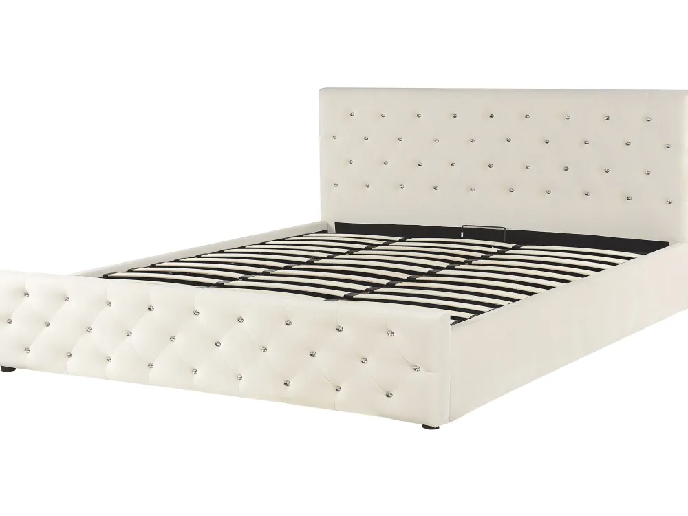 Sängyt<Beliani Parisanky Sametti Säilytystila Vaalea Beige 180 X 200 Cm Amiens