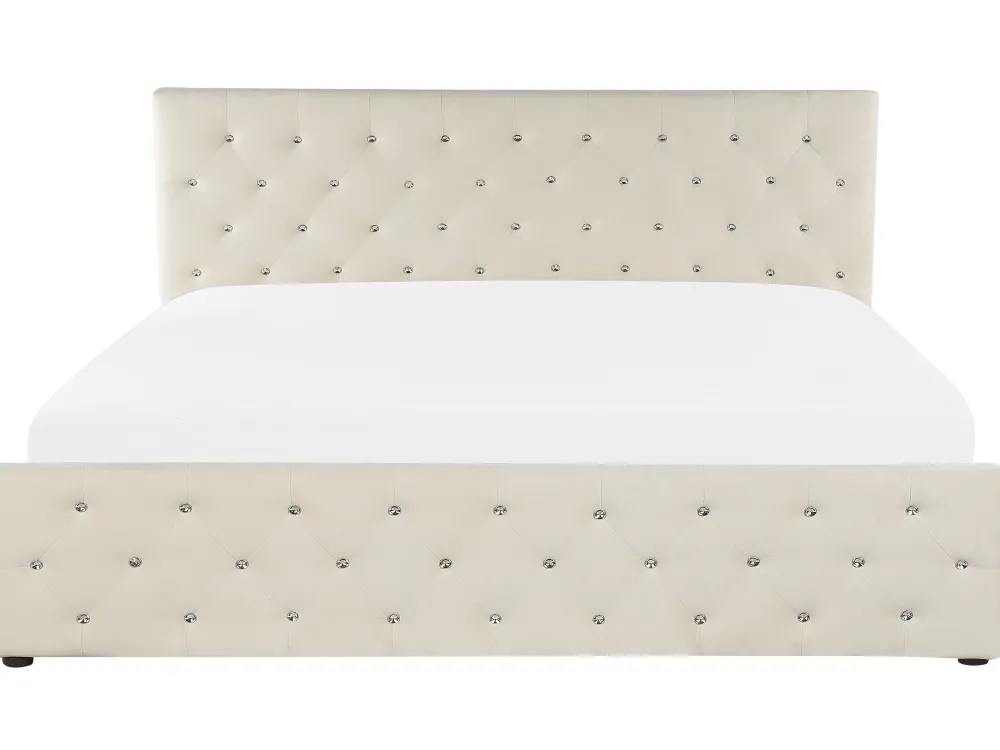 Sängyt<Beliani Parisanky Sametti Säilytystila Vaalea Beige 180 X 200 Cm Amiens