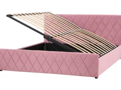 Sängyt<Beliani Parisanky Sametti Säilytystila Vaaleanpunainen 180 X 200 Cm Rochefort