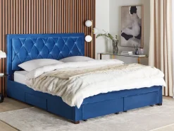 Sängyt<Beliani Parisanky Sametti Säilytystila Laivastonsininen 180 X 200 Cm Lievin