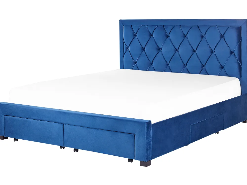 Sängyt<Beliani Parisanky Sametti Säilytystila Laivastonsininen 180 X 200 Cm Lievin