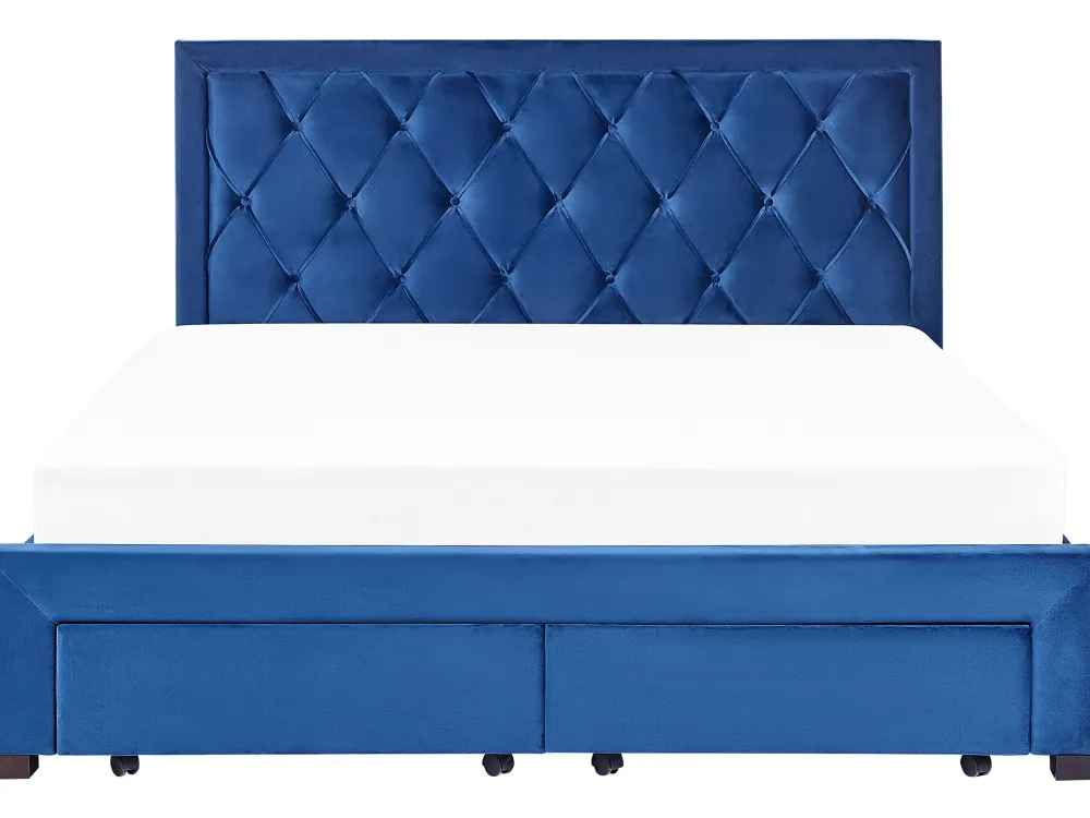 Sängyt<Beliani Parisanky Sametti Säilytystila Laivastonsininen 180 X 200 Cm Lievin