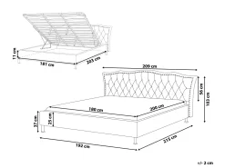 New Beliani Parisanky Sametti Säilytystila Tummanharmaa 180 X 200 Cm Metz