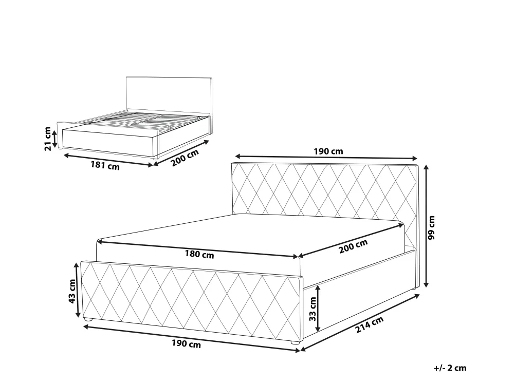 Clearance Beliani Parisanky Sametti Säilytystila Harmaa 180 X 200 Cm Rochefort