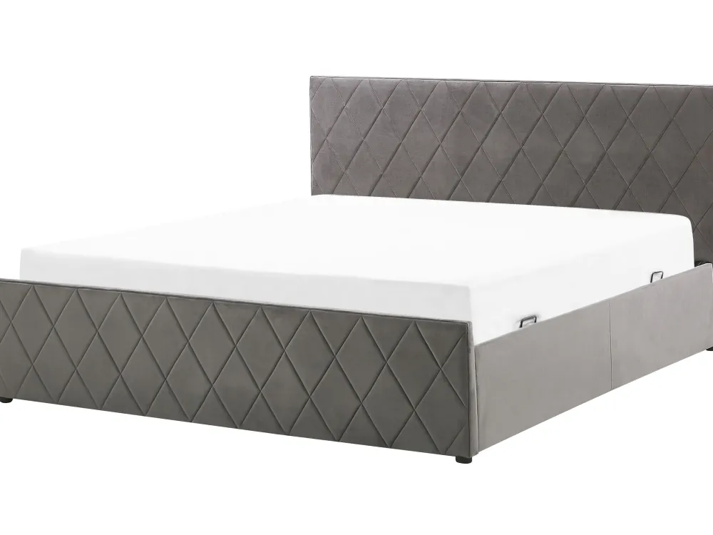 Clearance Beliani Parisanky Sametti Säilytystila Harmaa 180 X 200 Cm Rochefort