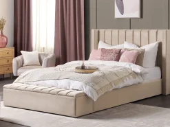Sängyt<Beliani Parisanky Sametti Säilytystila Beige 180 X 200 Cm Noyers