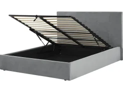 Sängyt<Beliani Parisanky Sametti Säilytystila Vaaleanharmaa 160 X 200 Cm Lorient