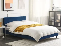 Store Beliani Parisanky Sametti Tummansininen 140 X 200 Cm Fitou