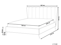 New Beliani Parisanky Sametti Usb-Portti Beige 160 X 200 Cm Miribel