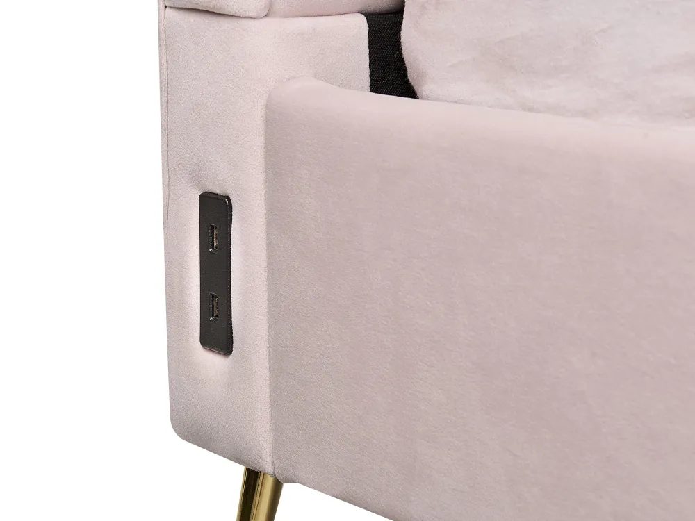 Store Beliani Parisanky Sametti Usb-Portti Pastellipinkki 140 X 200 Cm Miribel