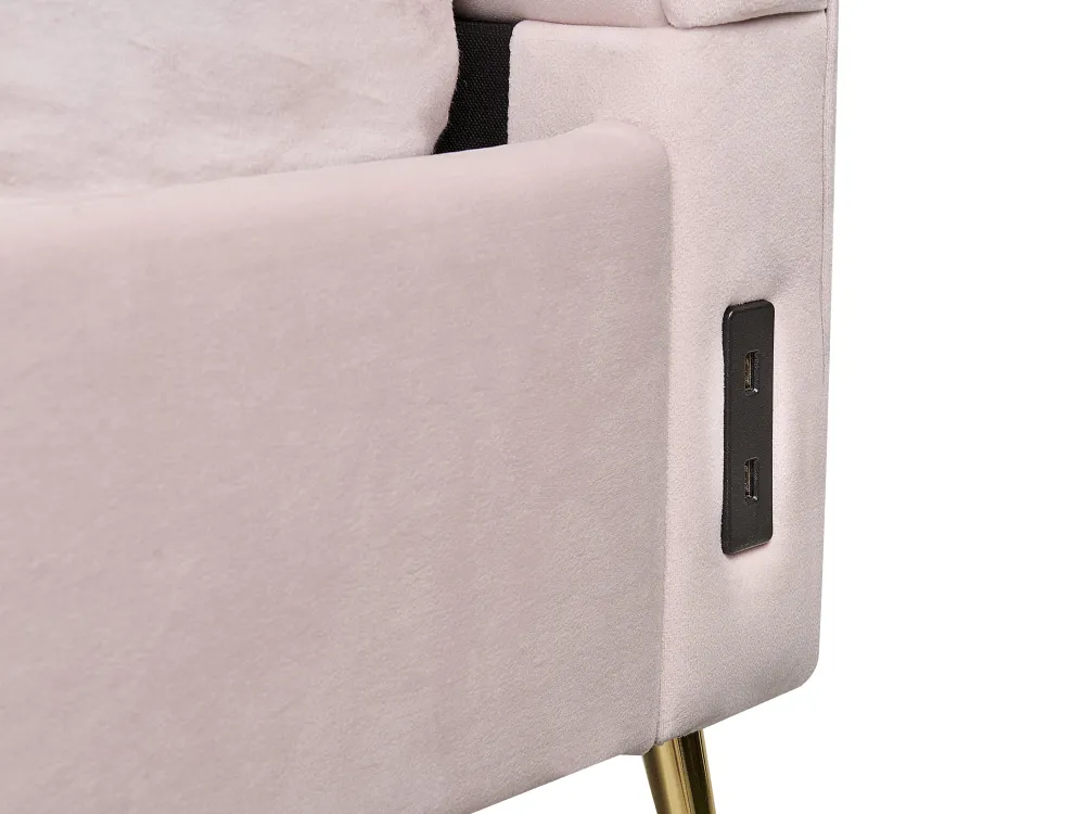 Store Beliani Parisanky Sametti Usb-Portti Pastellipinkki 140 X 200 Cm Miribel