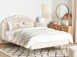 Sängyt<Beliani Parisanky Sametti Vaalea Beige 180 X 200 Cm Ambillou