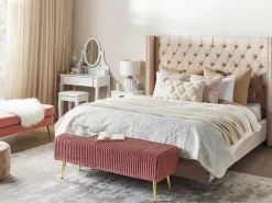 Fashion Beliani Parisanky Sametti Vaaleanpunainen 180 X 200 Cm Lubbon