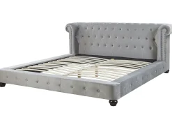 New Beliani Parisanky Sametti Vaaleanharmaa 180 X 200 Cm Cavaillon