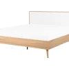 Sängyt<Beliani Parisanky Vaalea Puu/Valkoinen 160 X 200 Cm Serris