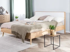 Sängyt<Beliani Parisanky Vaalea Puu/Valkoinen 160 X 200 Cm Serris