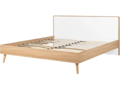 Sängyt<Beliani Parisanky Vaalea Puu/Valkoinen 160 X 200 Cm Serris